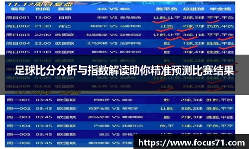 足球比分分析与指数解读助你精准预测比赛结果